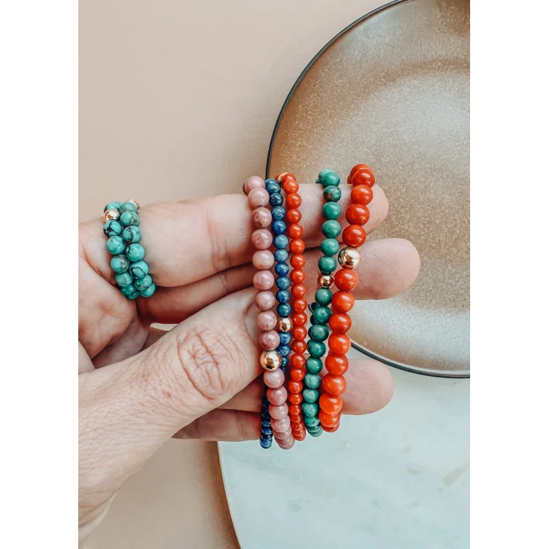 Vintage Collection of Red Coral + 14k Gold Filled || Beaded Bracelet