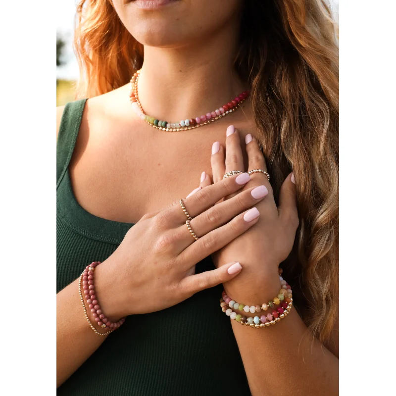 Natural Gemstone Necklace + 14k Gold Filled Toggle : Sandbar