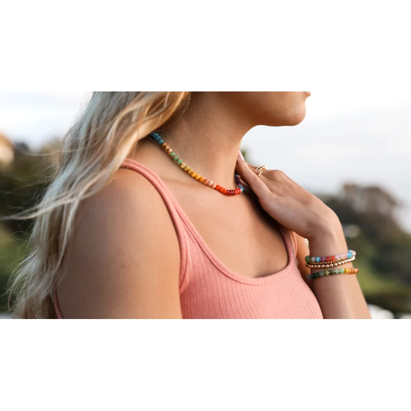 Natural Gemstone Necklace + 14k Gold Filled Toggle : Skyline