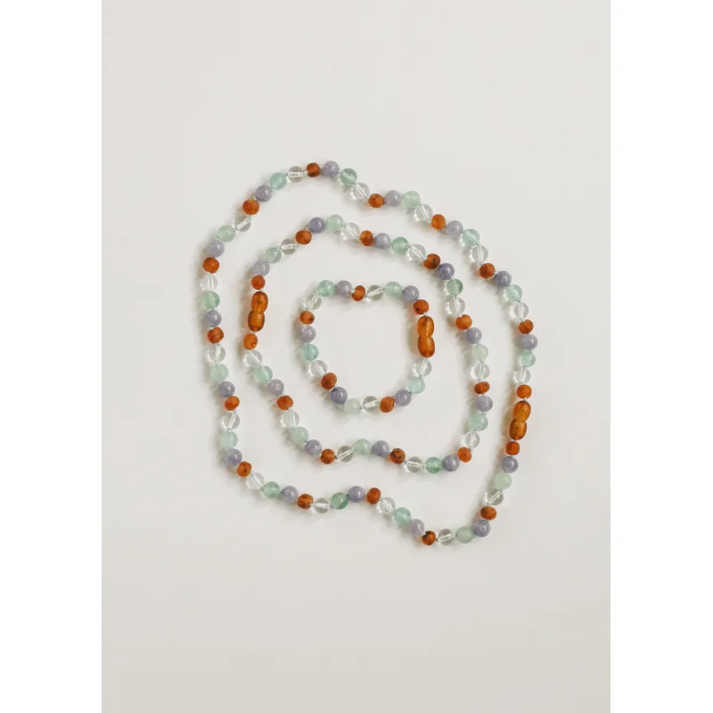 Baltic Sea Amber + Natural Gemstone || Beaded Necklace