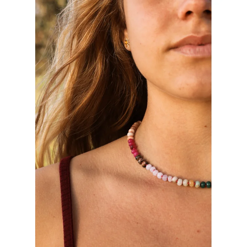 Natural Gemstone Necklace + 14k Gold Filled Toggle : Sedona
